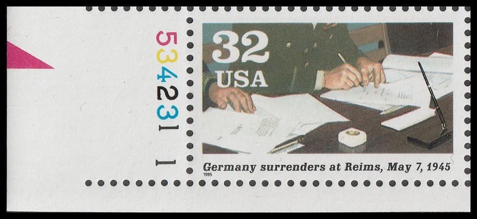 US 2981f 1945 Victory at Last Germany 32c plate single 534231-1 MNH 1995 - Image 1 of 1