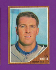 1962 Topps baseball card 304 Dick Farrell Houston Colt .45s from Broomall Pa  EX