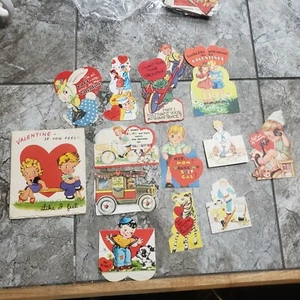 13 Used Vintage Antique Valentines Day Cards Crafting Scrapbook Decoupage - Picture 1 of 10