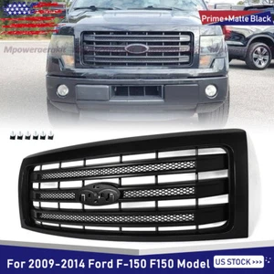 For 2009-2014 Ford F-150 F150 Front Upper Grille Matte Black W/ Prime Surround - Picture 1 of 10