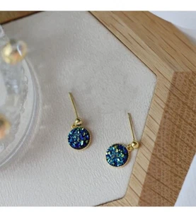925 Silver Starry Sky Lab-Created Zircon Earrings/Minimalist Hypoallergenic - Picture 1 of 3