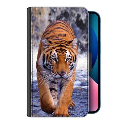 Tiger Phone Case For iPhone 14/13 Elephant PU Leather Flip Cover TPU Insert - Image 1 of 4