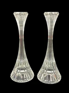 Mikasa Crystal Park Lane Candle Stick Holders 8” Tall Set Of 2 - Picture 1 of 6