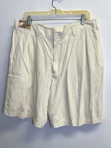 Pantaloncini corti uomo Caribbean taglia 38 100% seta panna relax plissettati tropicali cuciture interne 9" - Foto 1 di 8
