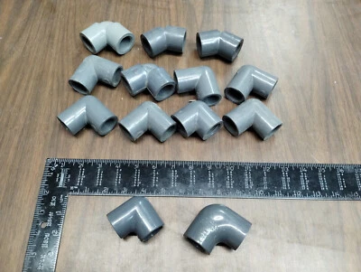LOT OF 13  3/4" .75" Threaded PVCI Schedule 80 90°  & 45° Elbow  NFS-PW NNB - Image 1 of 4