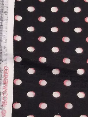 Waverly drapery upholstery fabric pink white black POLKA DOT hs dotz 100% cotton - Image 1 of 4