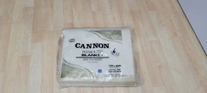 NEW Package Vtg Cannon 72x90 Twin/Full Beige/ cream Plymouth Blanket Satin trim - Picture 1 of 7