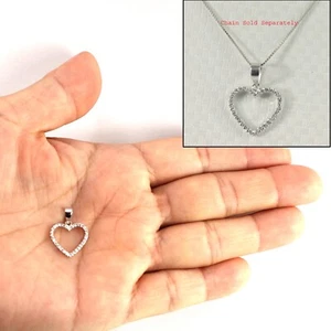 2400365-Simple-Beautiful-Love-Heart-14k-White-Gold-Diamonds-Pendant - Picture 1 of 8