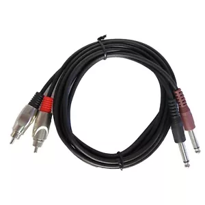 6ft 2- 1/4in 6.3mm Mono Male Audio Cable to 2 RCA Male TS Mono Y-Splitter Cable - Picture 1 of 17