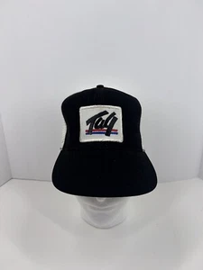 VTG 80s Reynolds Tay Black White Mesh Trucker Snapback Hat Patch - Picture 1 of 6