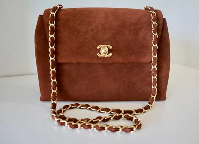 Gorgeous Limited Edition Vintage 90's CHANEL Brown Single Flap Bag 24K Gold HW - Image 1 of 4