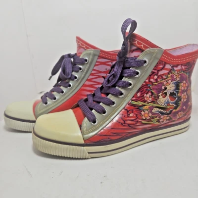 ED Hardy High Top Rubber Sneakers. Women's Size 6 (UK 3.5 EUR 37) - Image 1 of 4