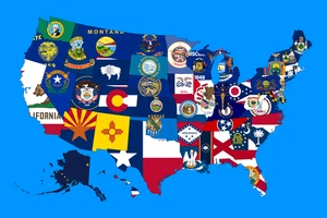 United States U.S. State Flag Wall Map America Poster Print - PICK SIZE - Picture 1 of 3