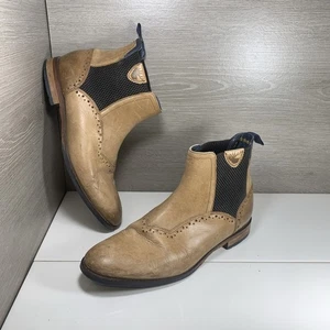 Goodwin Smith Herren US 8 UK 7 Braun Leder Grafik Genäht Chelsea Stiefel - Bild 1 von 13