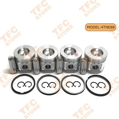 4TNE88 Piston Kit & Piston Ping Set for Yanmar Komatsu Engine STD - Image 1 of 2