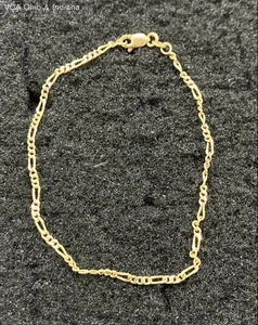 14k Yellow Gold Figaro Link Bracelet w Lobster Clasp 7" Hallmarked F - Picture 1 of 9