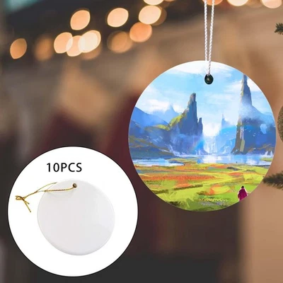10 Pcs Creative Sublimation Cercle Céramique Transfert de Chaleur Arbre de - Photo 1/4