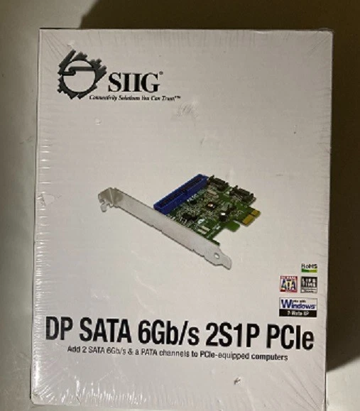 SIIG DP SATA 6Gb/s 2S1P PCIe Adapter Brand New Sealed - Image 1 of 4