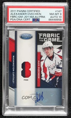 2011 Certified Jersey Number Signatures Prime 1/5 Alex Ovechkin #147 PSA 8 Auto - Image 1 of 3