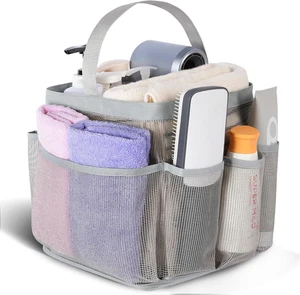 Mesh Shower Caddy Tote with 8 Pockets – Dorm, Gym, Beach & Travel Bag All Gray - Picture 1 of 12
