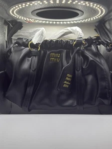 MIU MIU Joie Shoulder Bag Mini Black Nappa Leather Handbag New - Picture 1 of 6