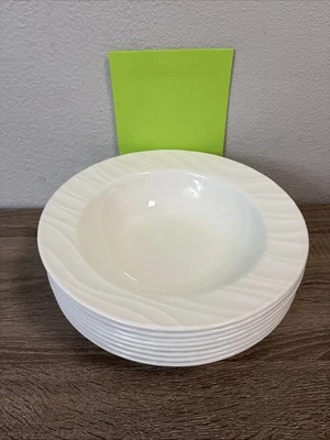 Juego de 8 tazones para servir pasta/ensalada/ensalada blanca barrida Corelle 10 3/4" EE. UU. Foto 1 de 4