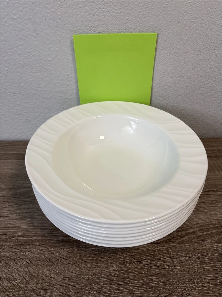 Juego de 8 tazones para servir pasta/ensalada/ensalada blanca barrida Corelle 10 3/4" EE. UU. Foto 1 de 4
