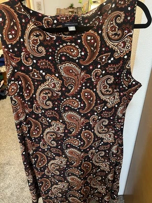 Tommy Hilfiger Size 16 Black Multicolor Paisley Sleeveless Pullover Shift Dress - Image 1 of 4