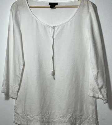 The Limited 女式衬衫中号白色亚麻休闲海岸海滩 — 第 1/4 张图片