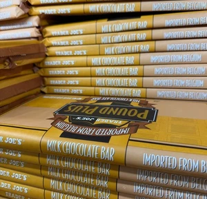 NEW 2X TRADER JOE'S Belgium POUND Milk CHOCOLATE Bars 17.6OZ, FREE SHIPPING - Picture 1 of 1