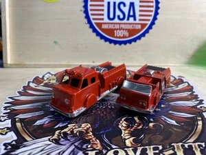 Lot Of 2 Midgetoy Restorations. Two Fire Trucks  1/14&2 1/4 Length - Picture 1 of 12