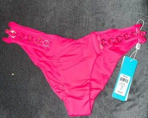BEACH BUNNY IRLAND RING KNAPP Barb rosa BIKINI Unterteil neu Größe 14 - Bild 1 von 6