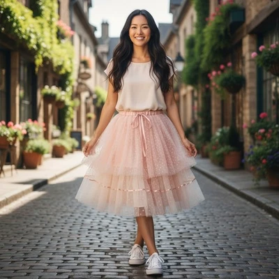 Falda tutú de tul transparente estrella en capas rosa talla grande Guess para mujer 100 % poliéster Foto 1 de 4