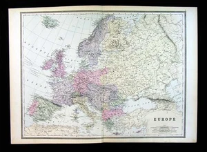 1887 Bradley Map - Europe - Austria Germany Italy France Spain Brtiain Russia - Picture 1 of 1