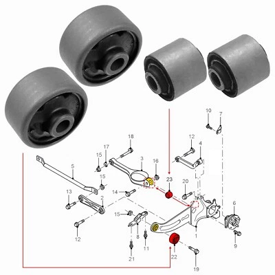 2x REAR TRAILING SUSPENSION CONTROL ARM FRONT BUSH FOR FORD MONDEO MK3 ESTATE - Image 1 of 4