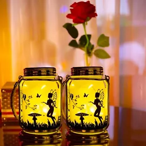2 Pack Solar Hanging Mason Jar Lantern- Gifts for Mom Women Grandma ,Outdoor ... - Picture 1 of 7
