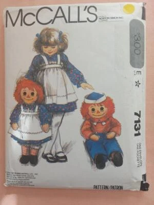 McCall's 7131 Raggedy Ann & Andy 36" Dolls & Clothing & Child's Apron Pattern - Image 1 of 2