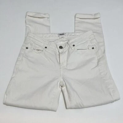 𝅺Paige Skyline Crop Crisp White Skinny Jeans Rolled Hem Womens Sz 27 - Image 1 of 4