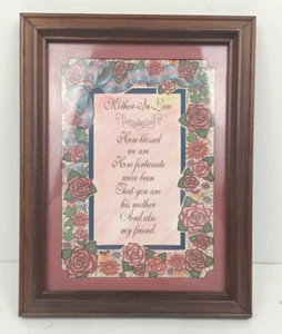 Arte de pared poema de madre en ley de productos familiares pacíficos de colección mate enmarcado 9" x 7" - Imagen 1 de 7