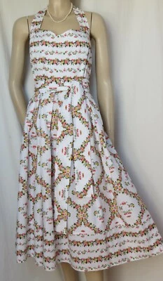 Laura Ashley Sommerkleid 40 42 Blumen Baumwolle weiß bunt Hochzeit geblümt - Bild 1 von 4