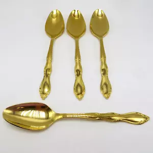 4 cucharas de sopa LG ANIVERSARIO DORADO 1847 Rogers Bros 7" placa eléctrica dorada 4909 - Imagen 1 de 6
