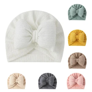 Babies Girl Turban Bow Babies Beanie Hats Bow Knot Soft And Stretchy for Newborn - Picture 1 of 19