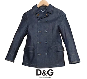 Dolce and Gabbana Indigo Denim Jean Double Breasted Boy’s Size 9 10 Jacket-Coat - Picture 1 of 12