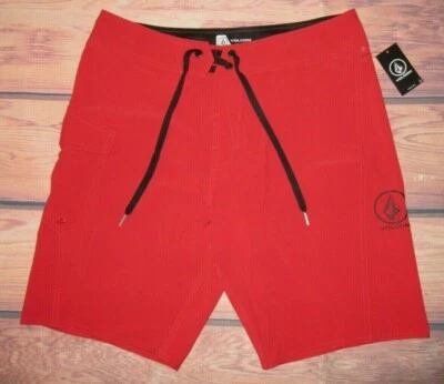 MENS VOLCOM SOLID RED SWIM BOARD SHORTS SIZE 30 - Image 1 of 2