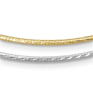 Real 14K White Gold w/Rhodium Reversible Adj. Omega Necklace; 16 inch - Picture 1 of 8