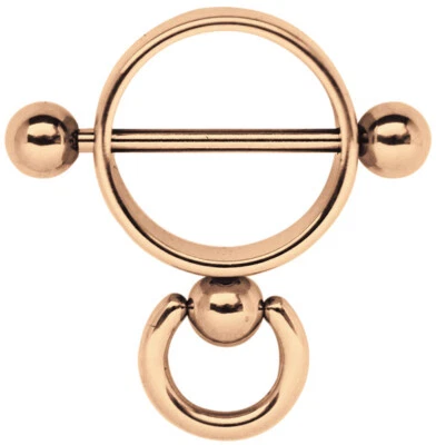MODERN NATURE PIERCING-SCHMUCK Piercing Capezzolo Gioiello Sein Scudo Anello L'O con Acciaio Oro Rosa, 14-16mm