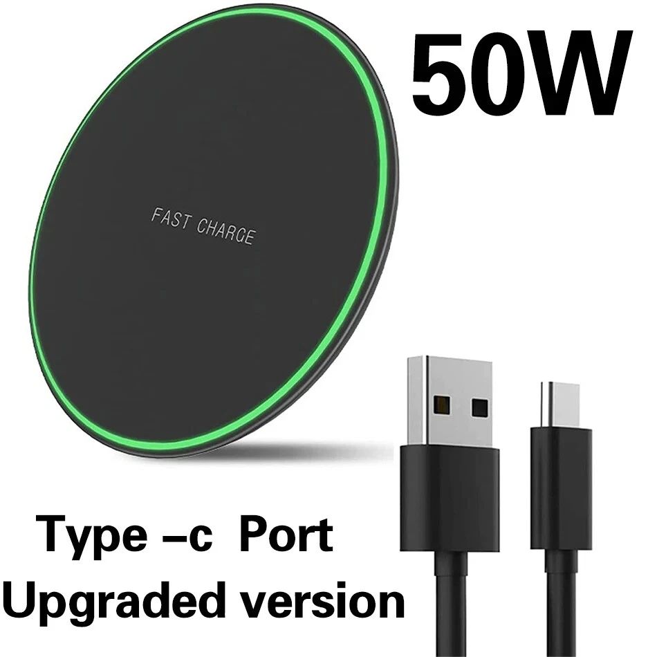50W Fast Wireless Charger Mat Charging Station For iPhone 14 13 Samsung S24 S22+ - Image 1 of 1