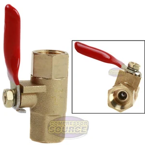 1/4" Female Female NPT Brass Ball Valve Water Moisture Air Tank Drain Shut Off - Picture 1 of 6
