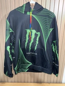 Felpa con cappuccio pullover vintage Monster Energy nera sport estremi energy drink uomo M - Foto 1 di 6