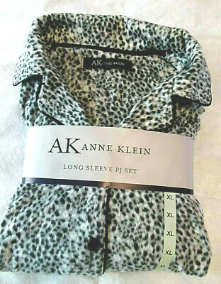 Conjunto de pijama de manga larga de leopardo Anne Klein de 2 piezas para mujer ~ paquete sellado nuevo Foto 1 de 4